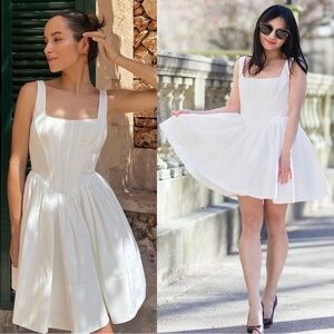 STAUD Landscape Sleeveless Babydoll Mini Dress White Bridal NEW with tags